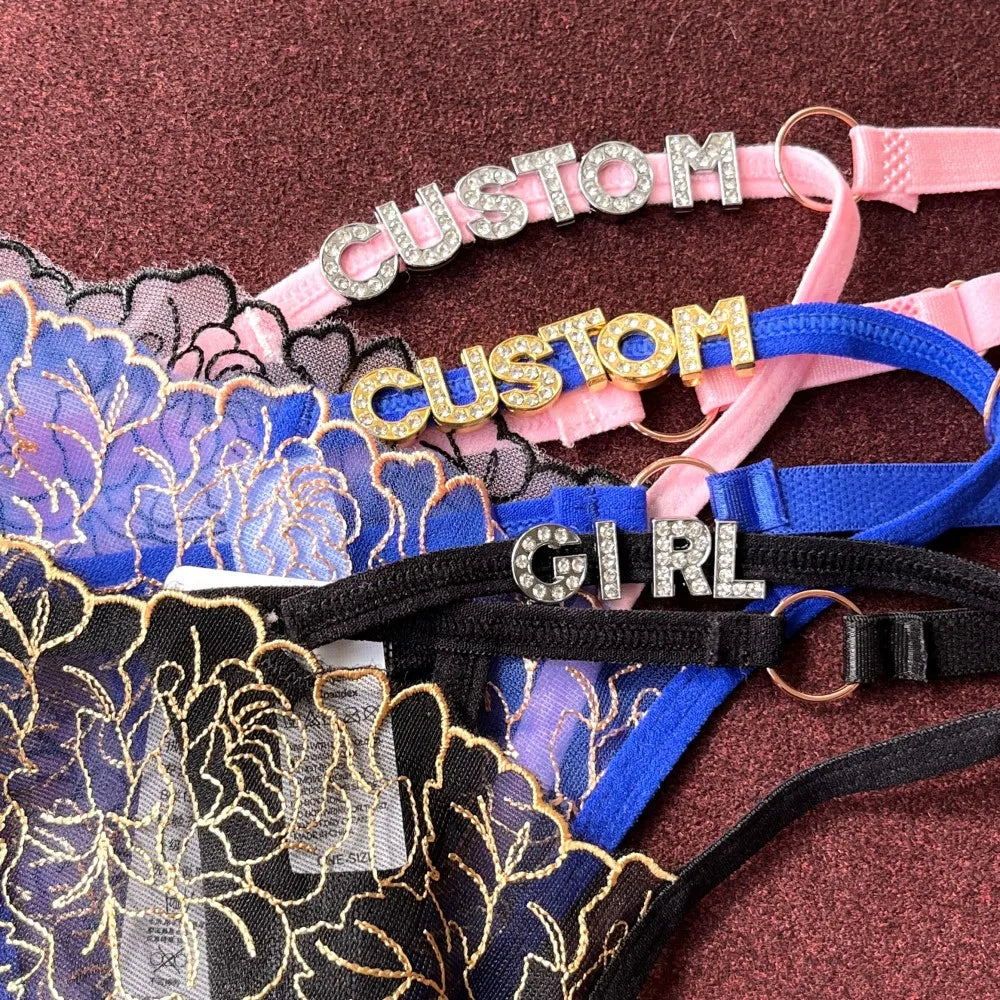 Custom Name Thong Sexy Lace Flower with Letters