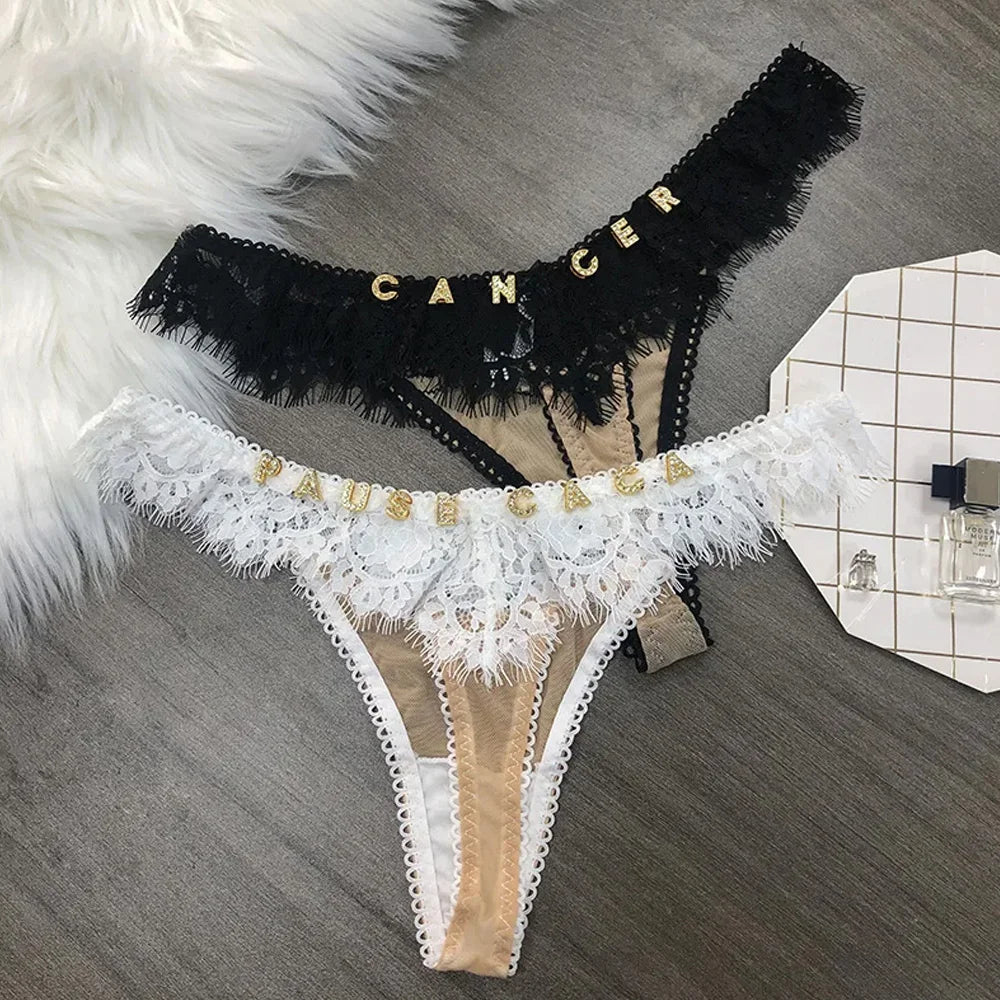 Custom Name Thong Personalized Lace G-String for Women