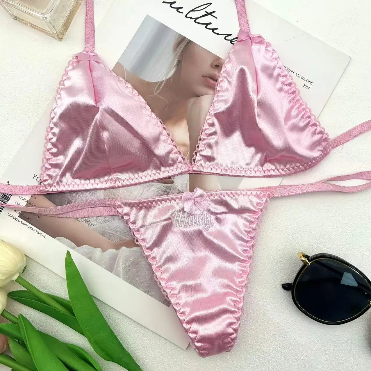 Custom Name Thong Lingerie – Personalized Embroidered Side-Tie Panties