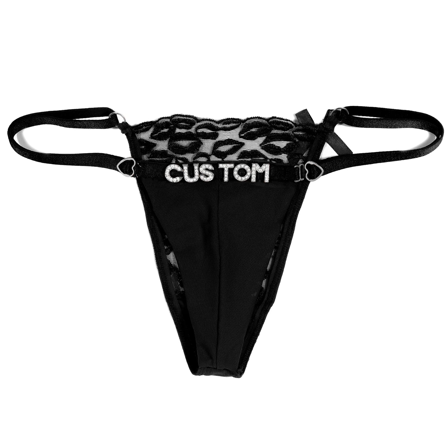 Custom Name Thong with Embroidered Lips