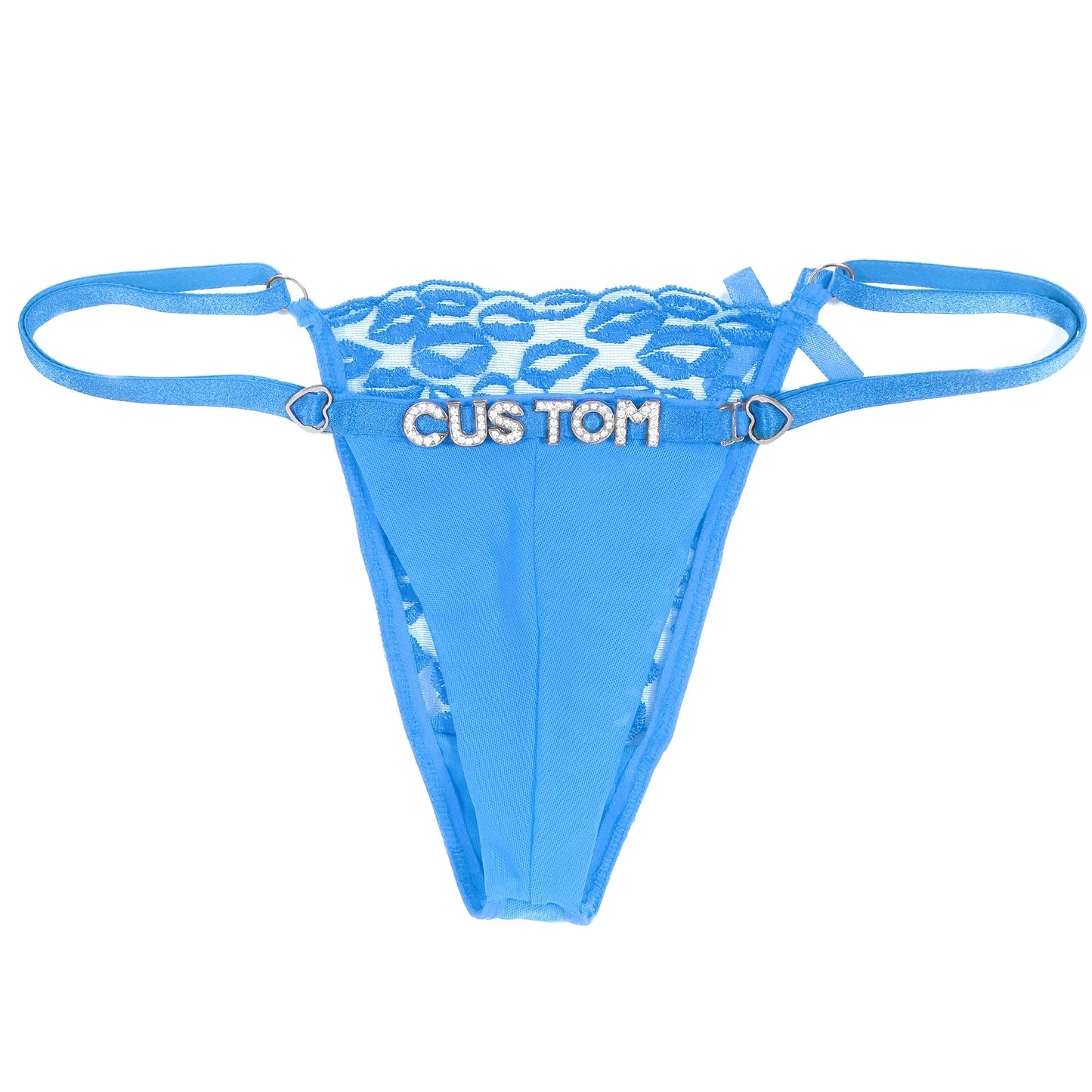 Custom Name Thong with Embroidered Lips