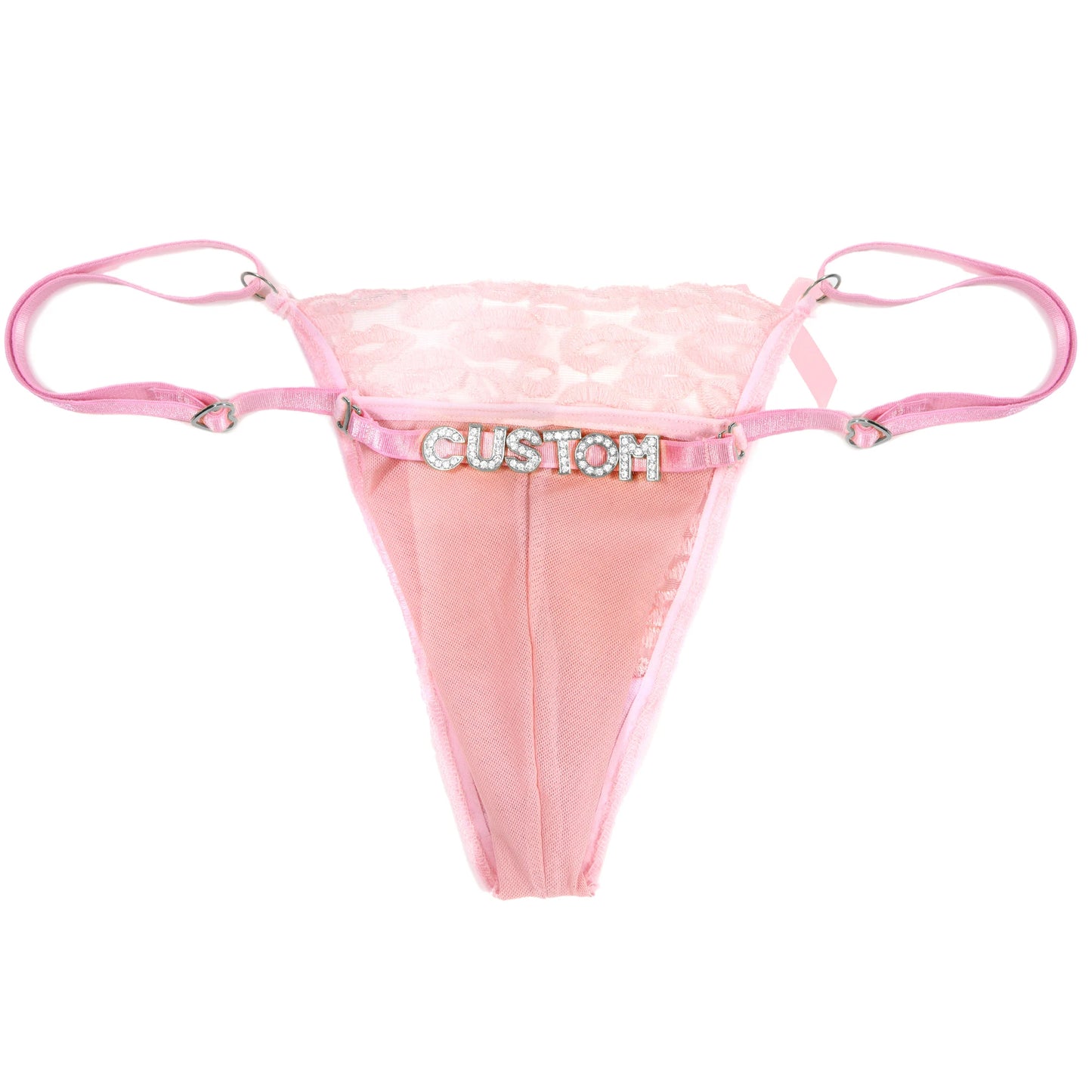 Custom Name Thong with Embroidered Lips