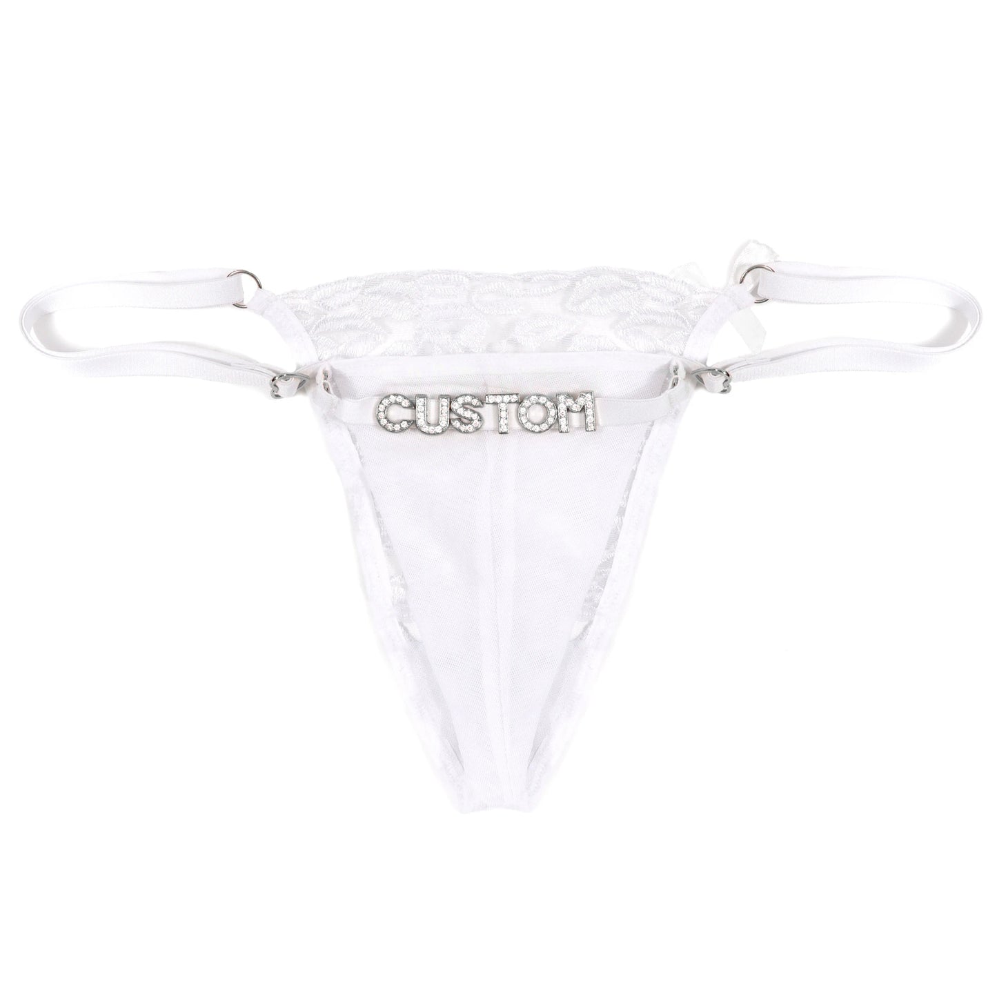 Custom Name Thong with Embroidered Lips
