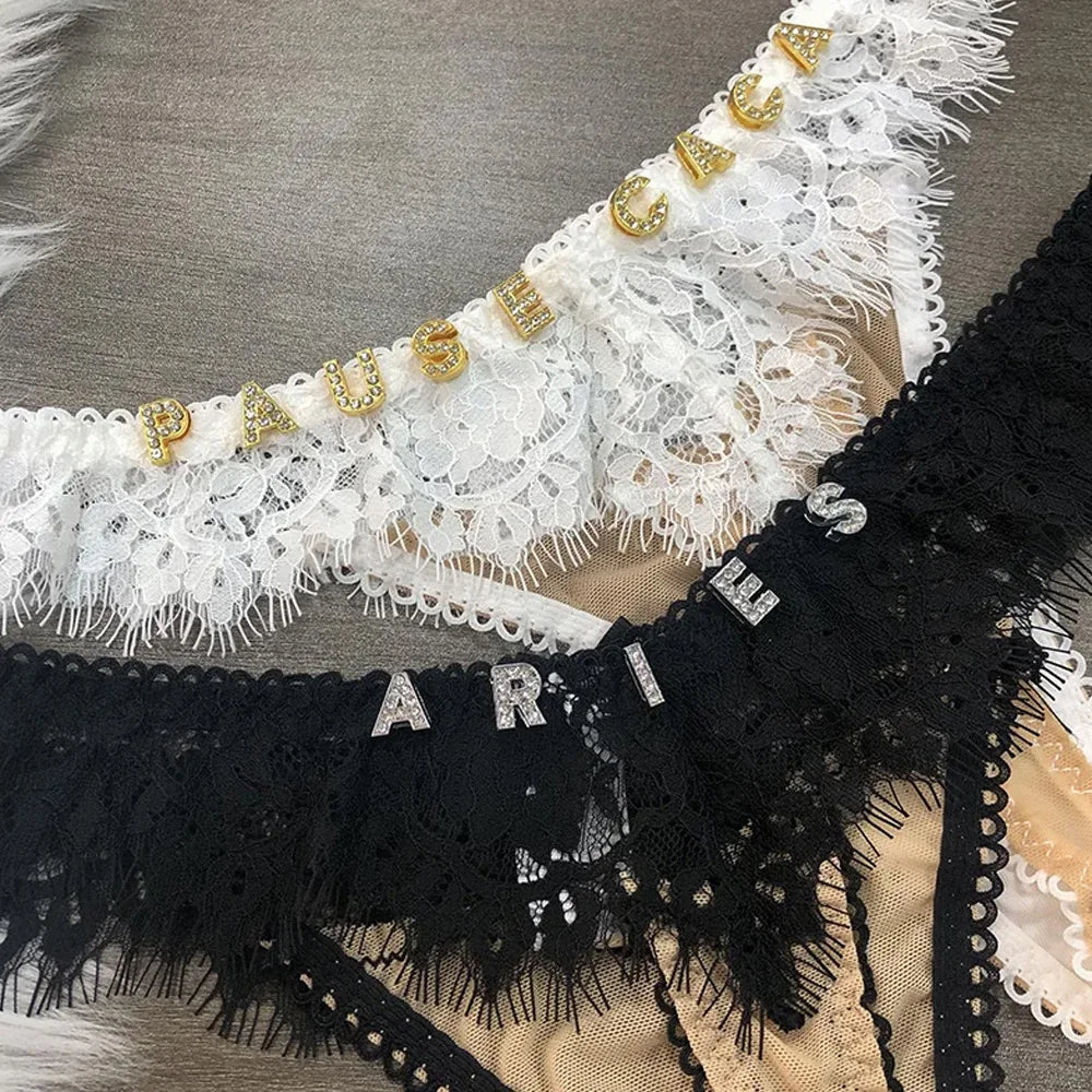 Custom Name Thong Personalized Lace G-String for Women