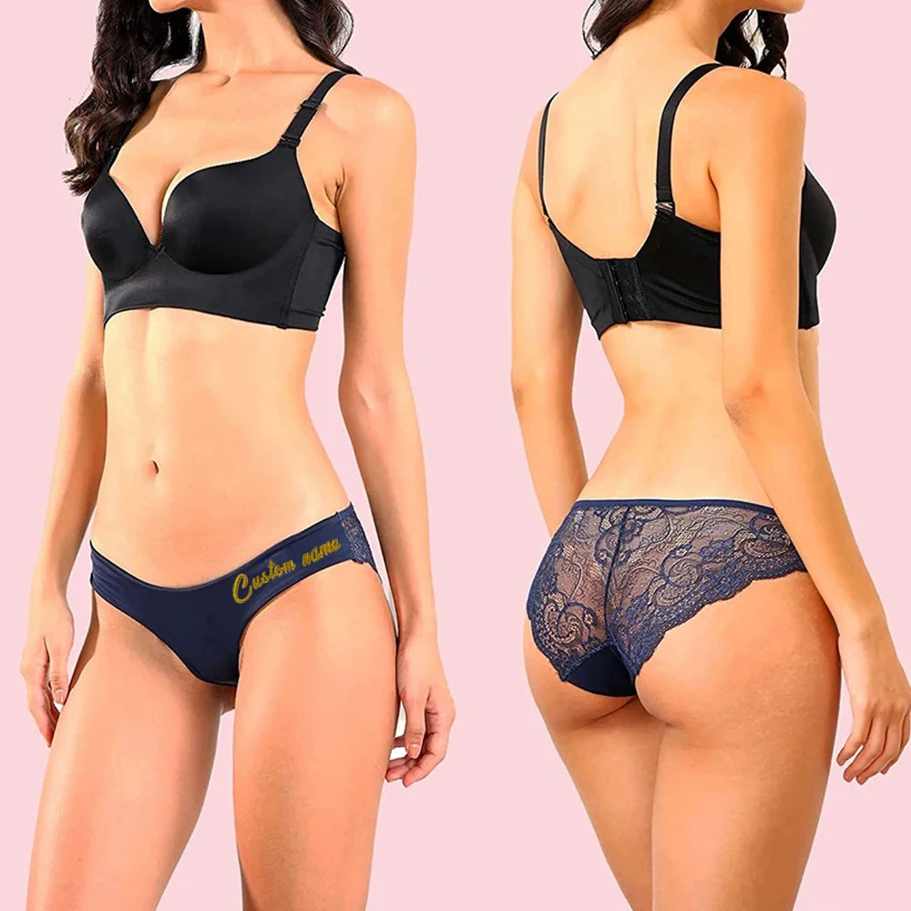 Custom Name Thongs Embroidered Lingerie for Brides & Honeymoon