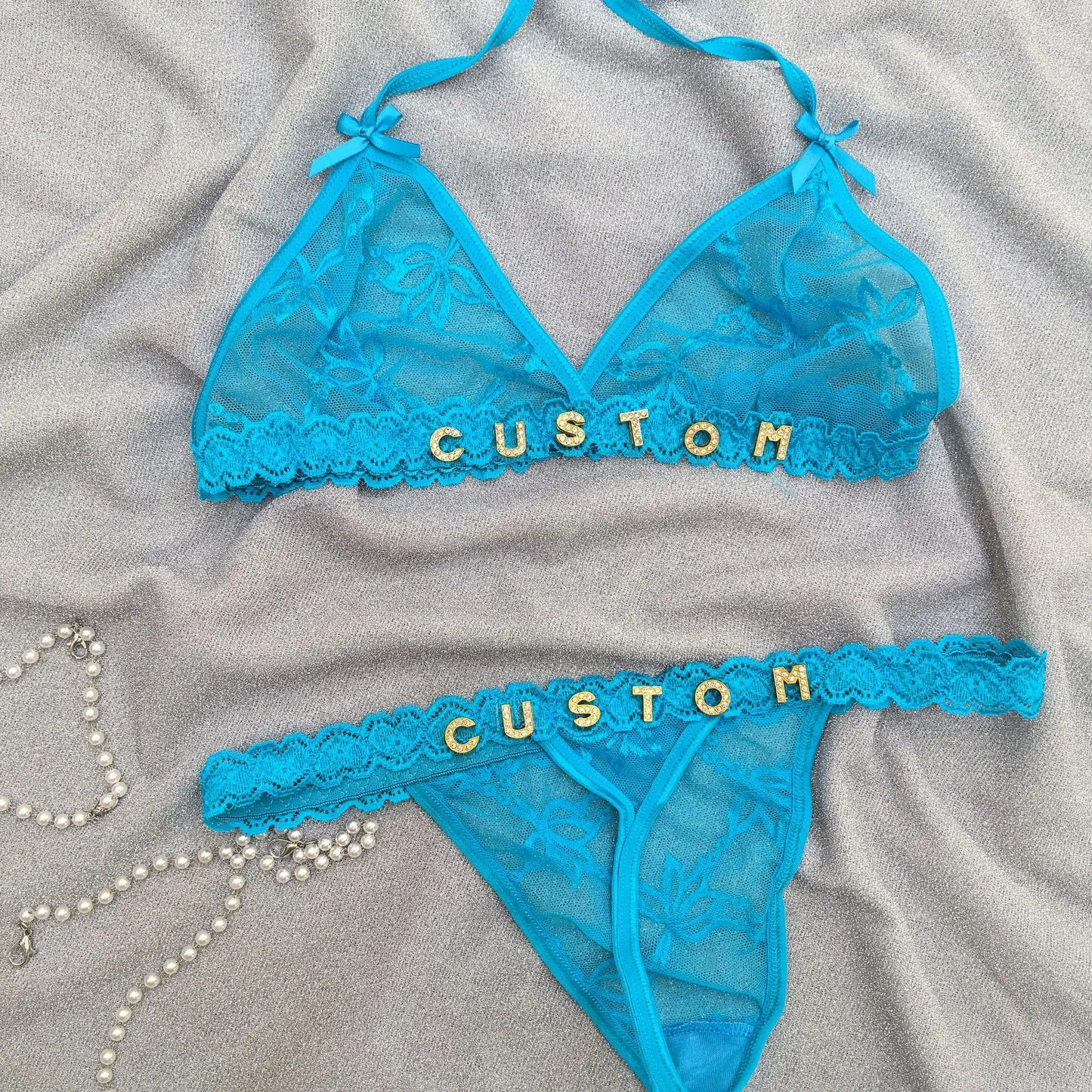 Custom Name Thongs Lingerie Set – Personalized Bra and Panty Set for Women