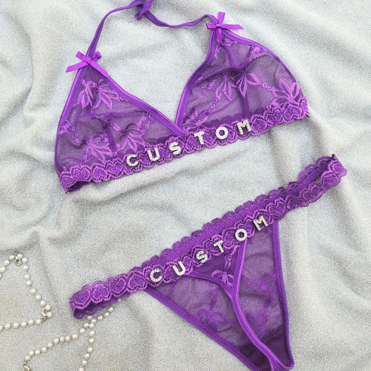 Custom Name Thongs Lingerie Set – Personalized Bra and Panty Set for Women