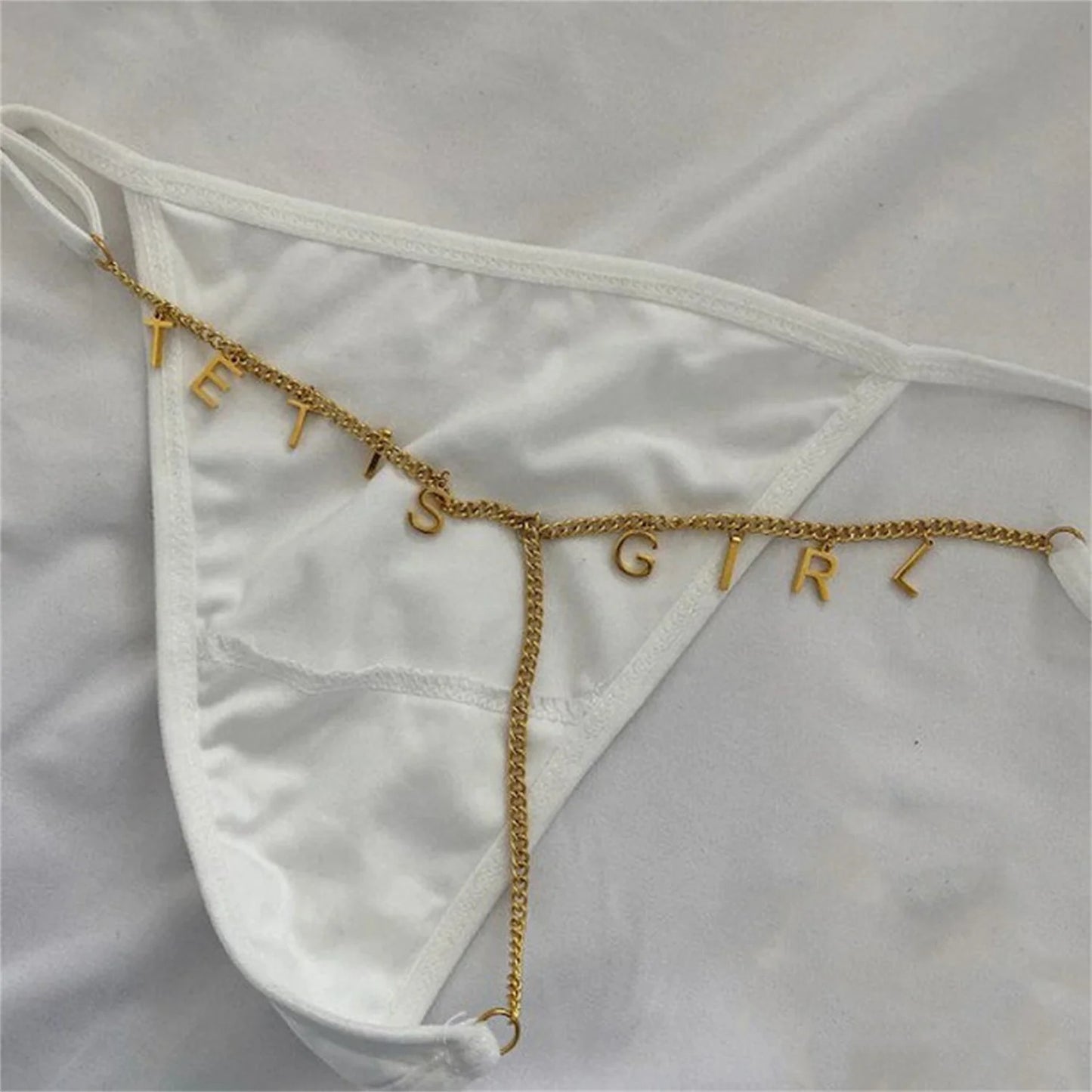 Custom Name Thongs With Personalized Belly Waist Chain for Women