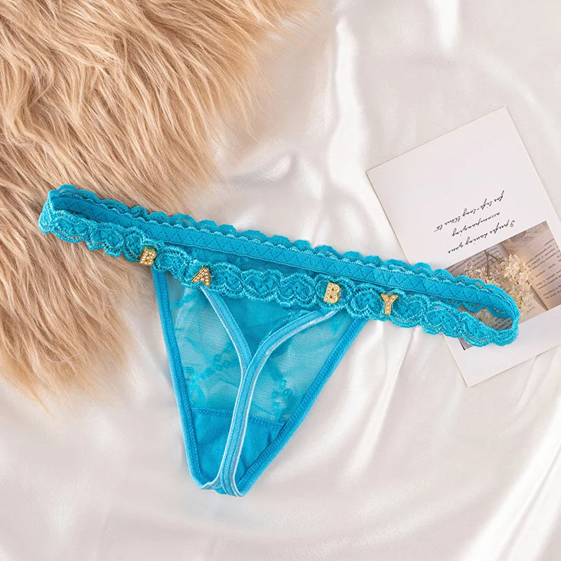 Custom Name Thongs with Personalized Crystal Letters