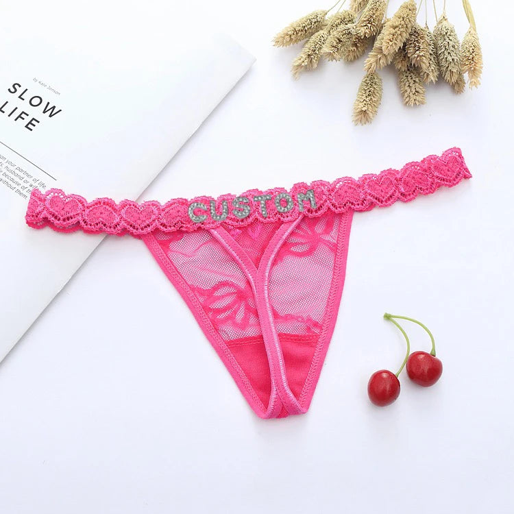 Custom Name Thongs with Personalized Crystal Letters