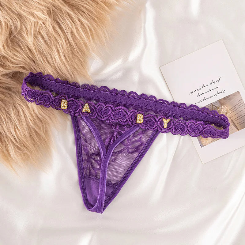 Custom Name Thongs with Personalized Crystal Letters