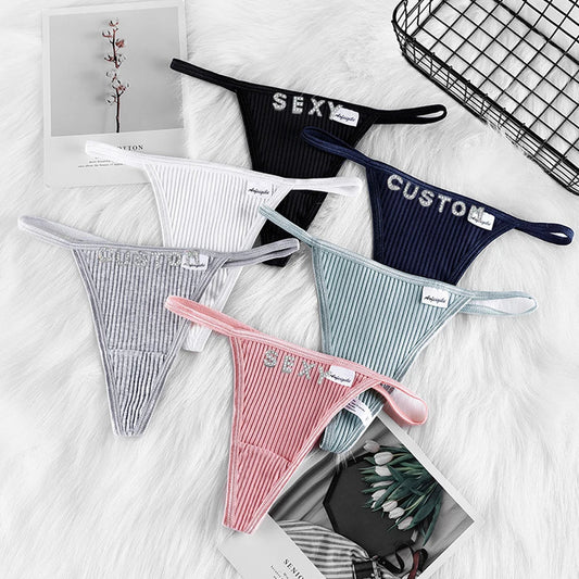 Custom Name Thong Personalized Hollow Flower Panties with Rhinestone Letters