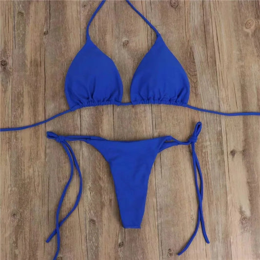 Custom Name Thong Crystal Bikini Swimsuit for Women
