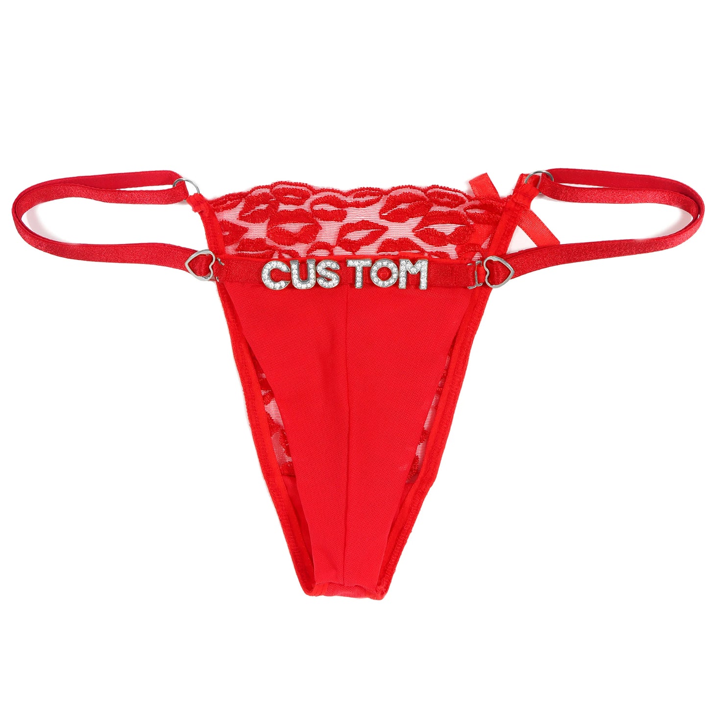 Custom Name Thong with Embroidered Lips