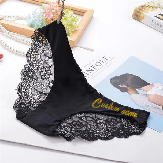 Custom Name Thongs Embroidered Lingerie for Brides & Honeymoon