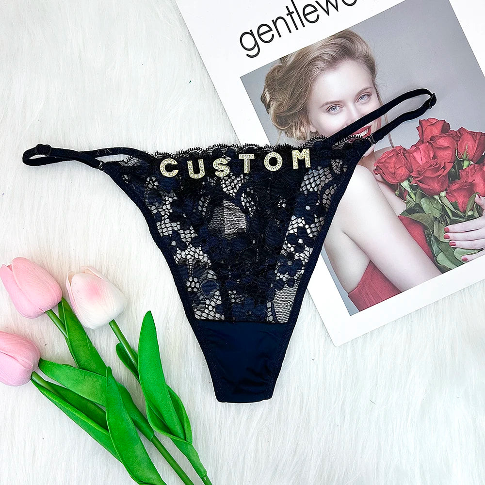 Custom Name Thongs Sheer String Personalized Underwear