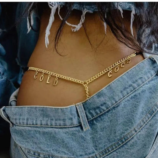 Custom Name Thongs With Personalized Belly Waist Chain for Women